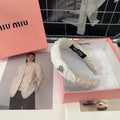 CHANEL WHITE HEADBAND ATTACHED SEQUINS TWEED 393654