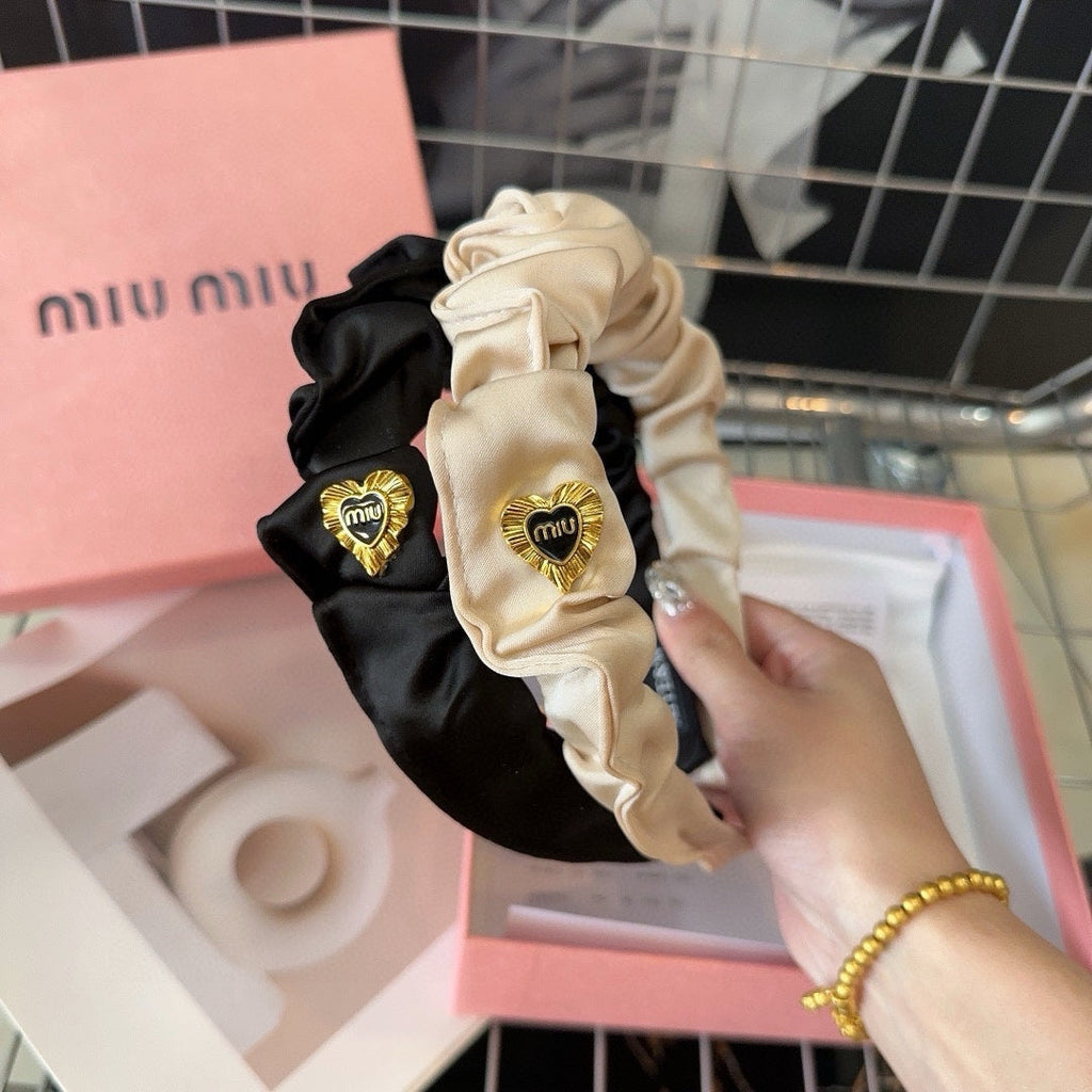 CHANEL HEADBAND IN BLACK COTTON GOLD HARDWARE 425520