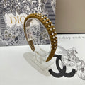 CHANEL HAIRBAND IN LIZARD BROWN FELT FABRIC DIAMOND-EMBELLISHED 230831