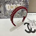 CHANEL HAIRBAND IN RED FELT FABRIC DIAMOND-EMBELLISHED 230832