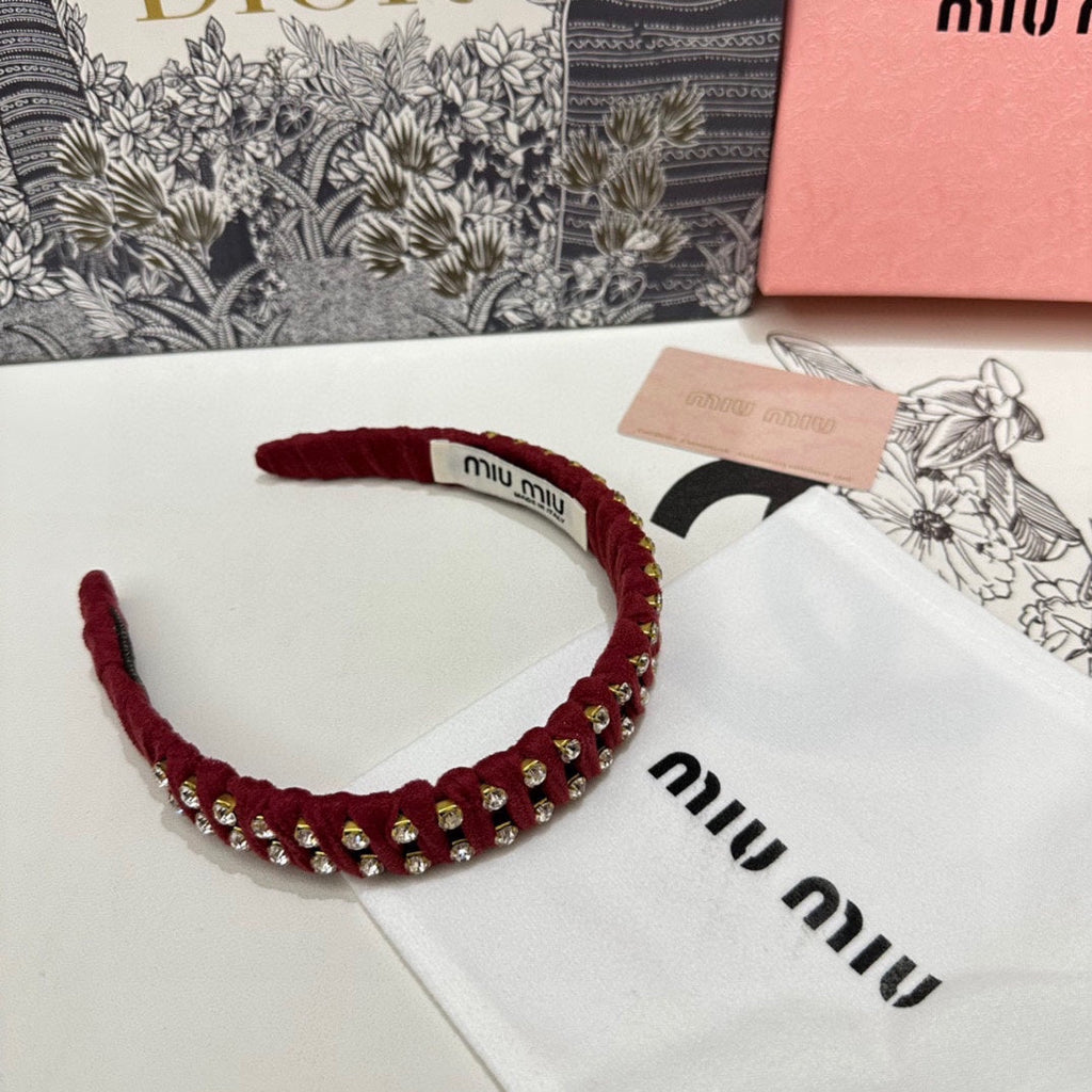 CHANEL HAIRBAND IN RED FELT FABRIC DIAMOND-EMBELLISHED 230832