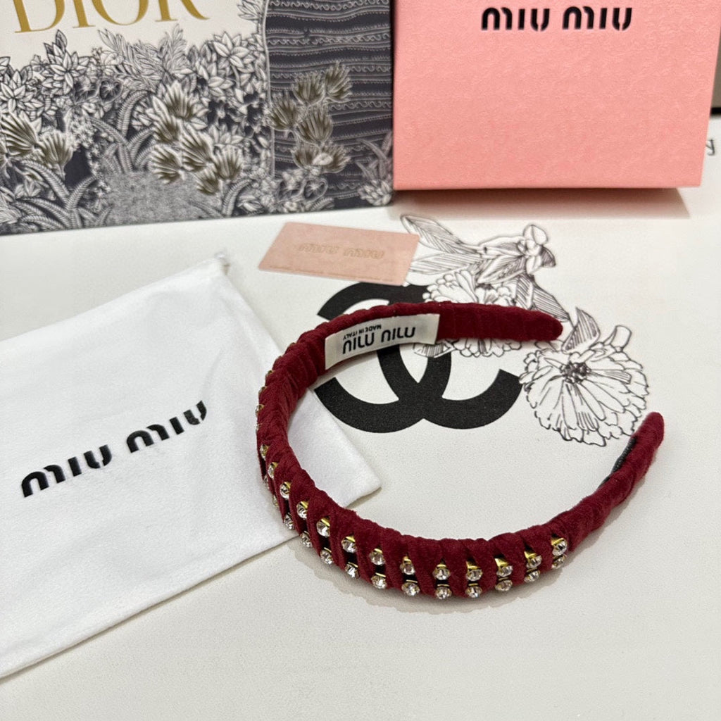 CHANEL HAIRBAND IN RED FELT FABRIC DIAMOND-EMBELLISHED 230832