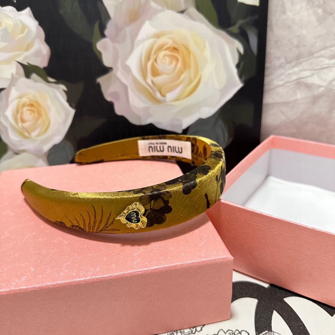 CHANEL SILK THICK HEADBAND DIJON YELLOW 239959