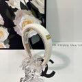 CHANEL THICK HEADBAND IN WHITE CORDUROY 412477