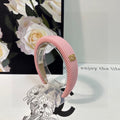 CHANEL THICK HEADBAND IN PINK CORDUROY 412478