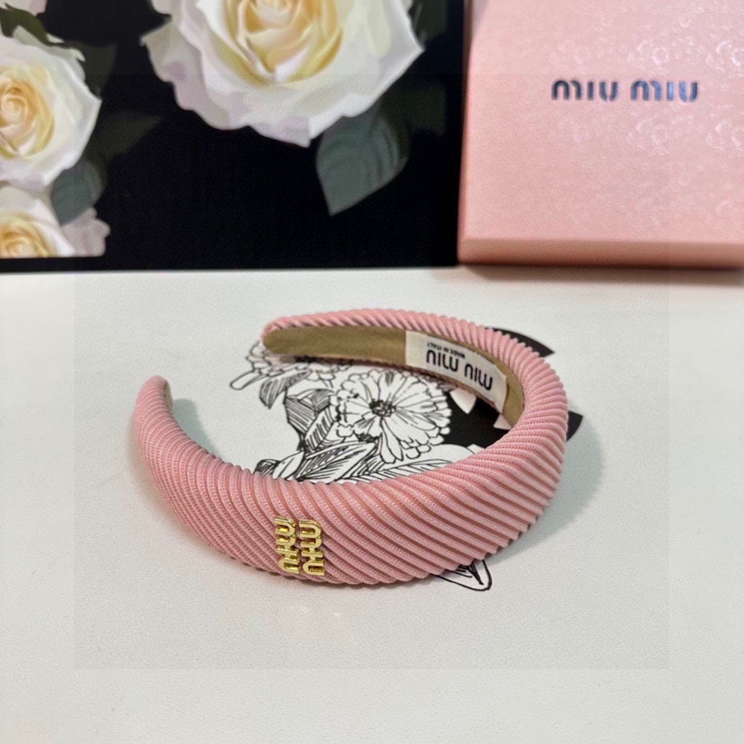 CHANEL THICK HEADBAND IN PINK CORDUROY 412478