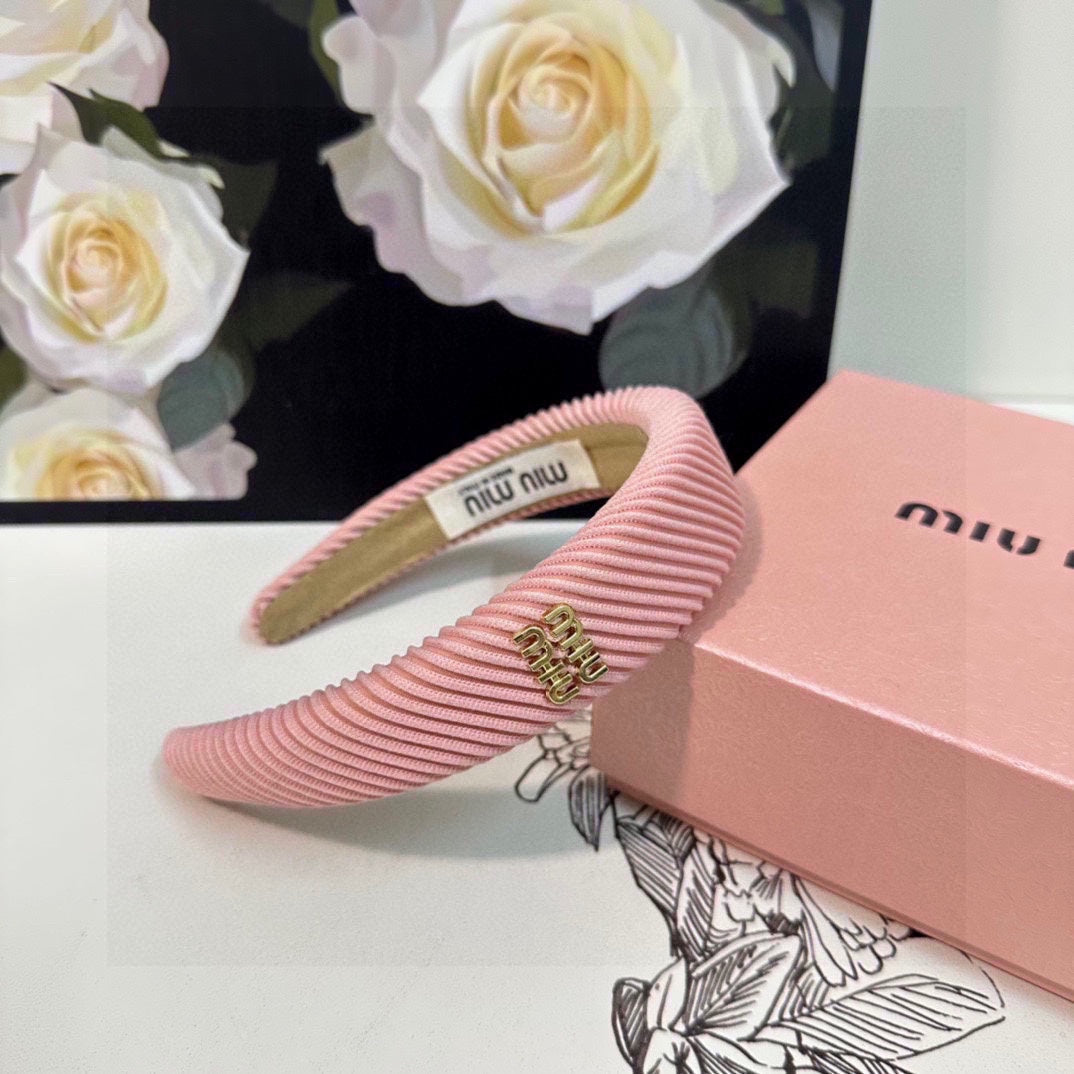 CHANEL THICK HEADBAND IN PINK CORDUROY 412478