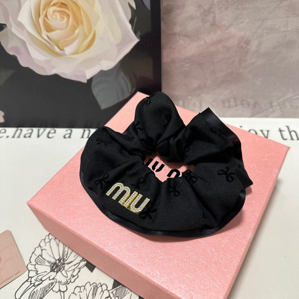 CHANEL HAIR TIE IN BLACK SPANDEX FABRIC 432827