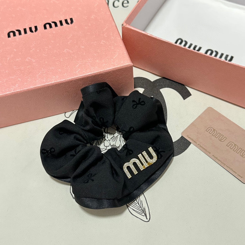 CHANEL HAIR TIE IN BLACK SPANDEX FABRIC 432827