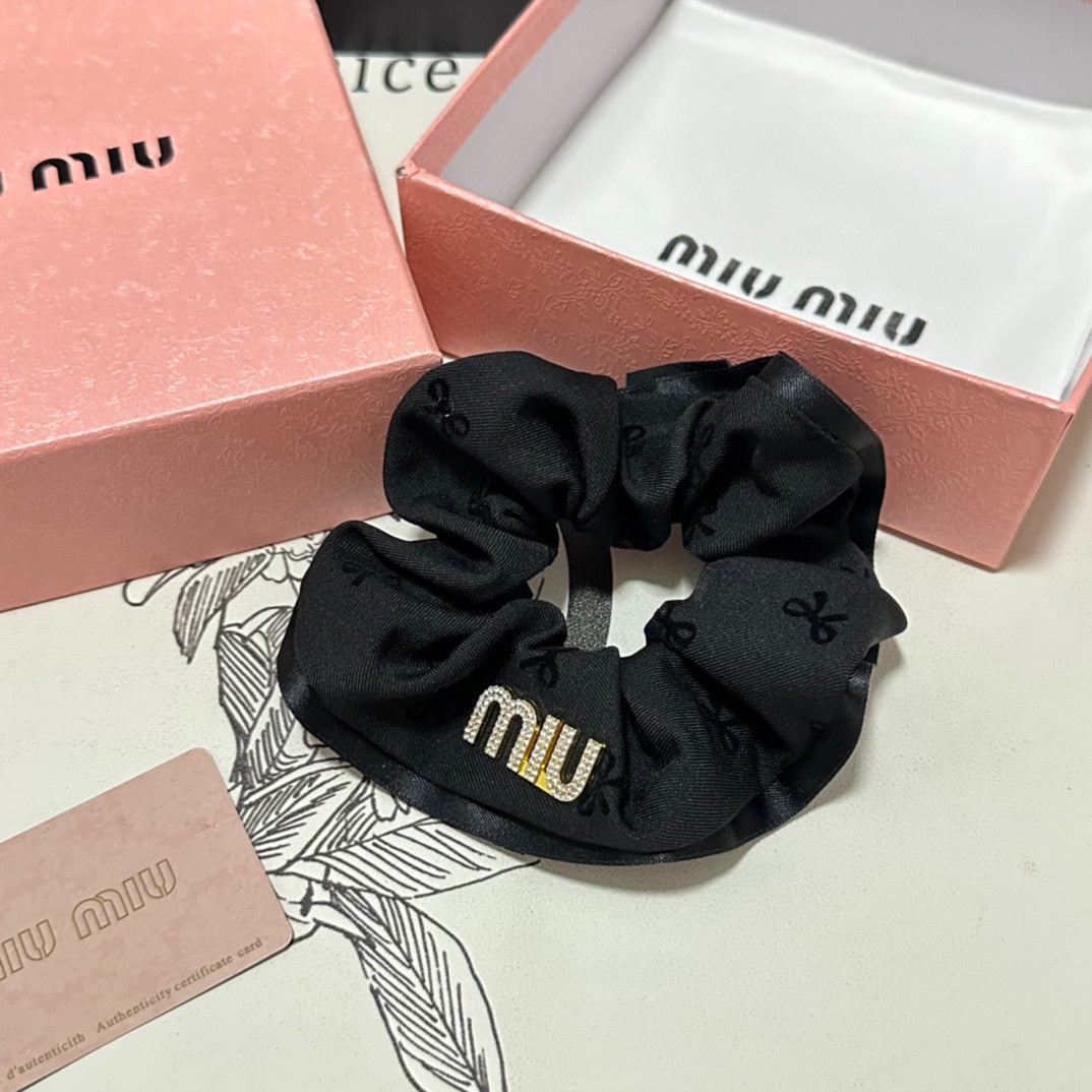 CHANEL HAIR TIE IN BLACK SPANDEX FABRIC 432827