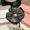 CHANEL HAIR TIE IN GRAY MIX BLACK SPANDEX FABRIC 432829