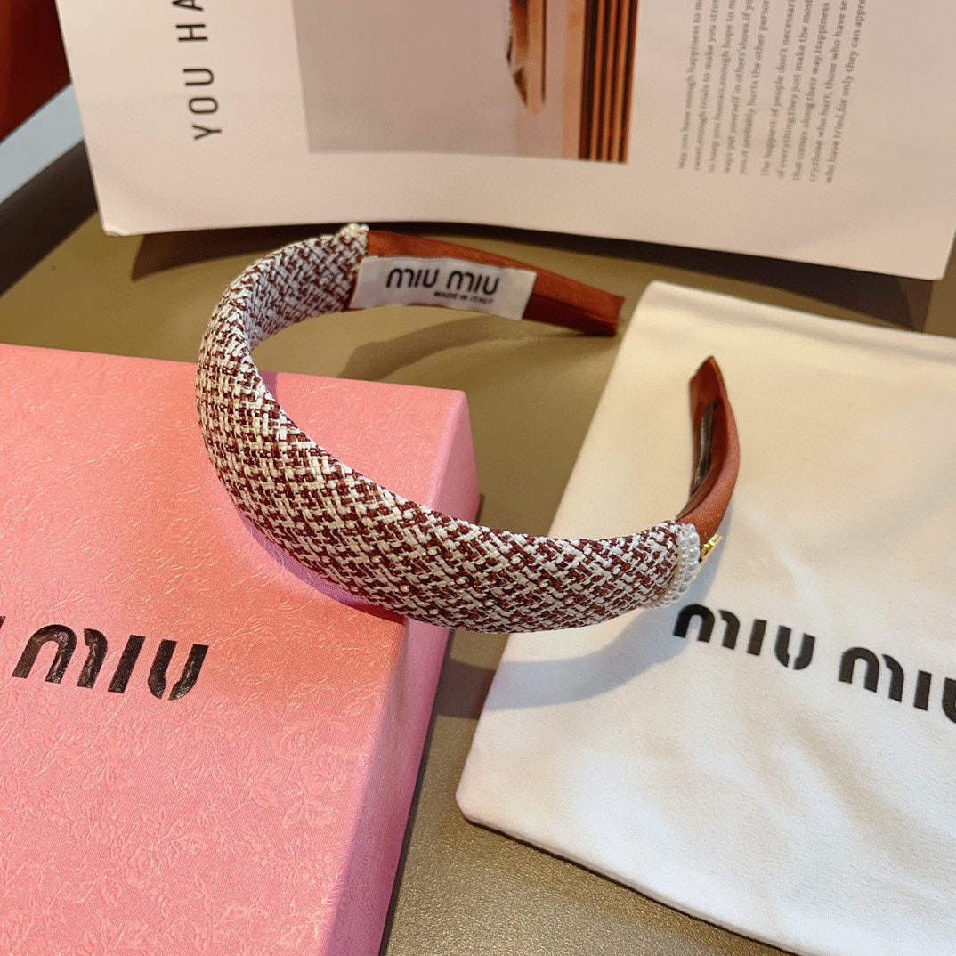 CHANEL HEADBAND IN AMBER ORANGE TWEED AND SILK 262051