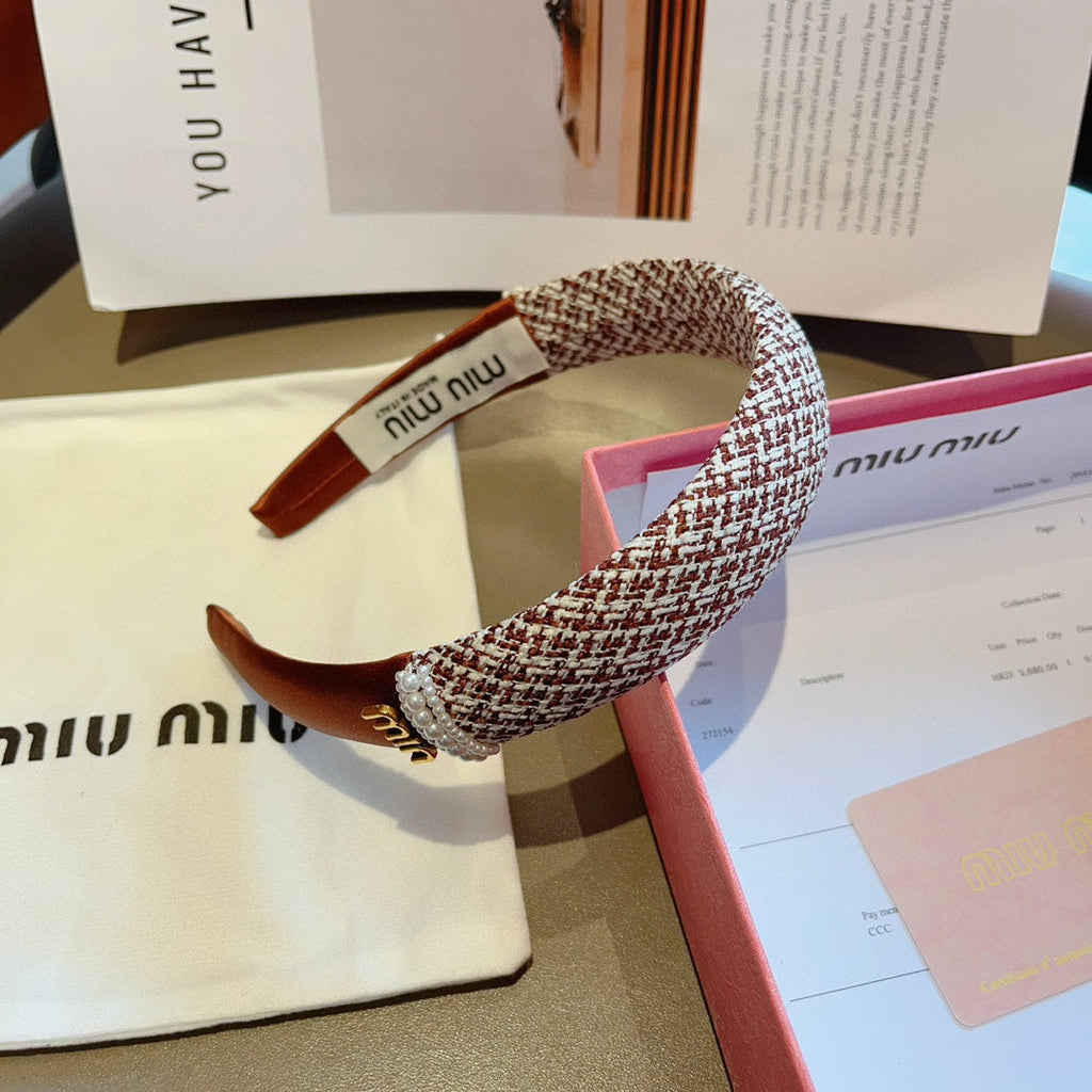 CHANEL HEADBAND IN AMBER ORANGE TWEED AND SILK 262051