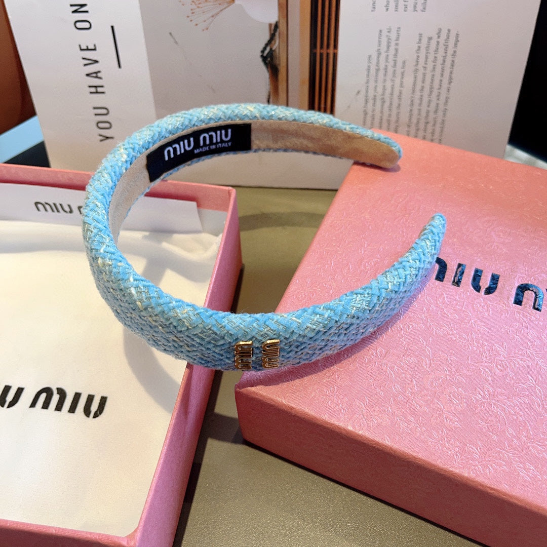 CHANEL SIMPLE HAIRBAND IN SKY BLUE TWEED 282731