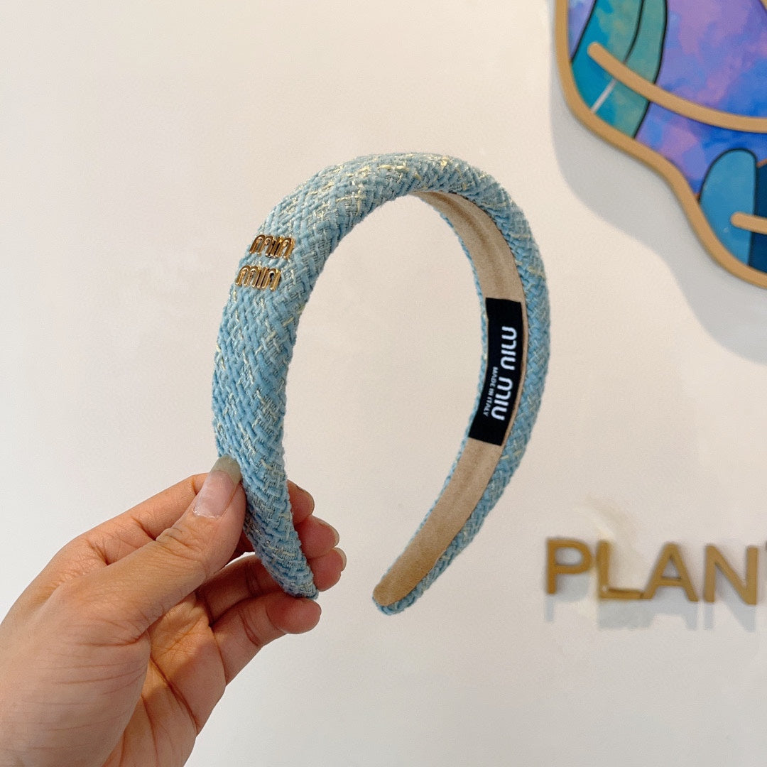 CHANEL SIMPLE HAIRBAND IN SKY BLUE TWEED 282731