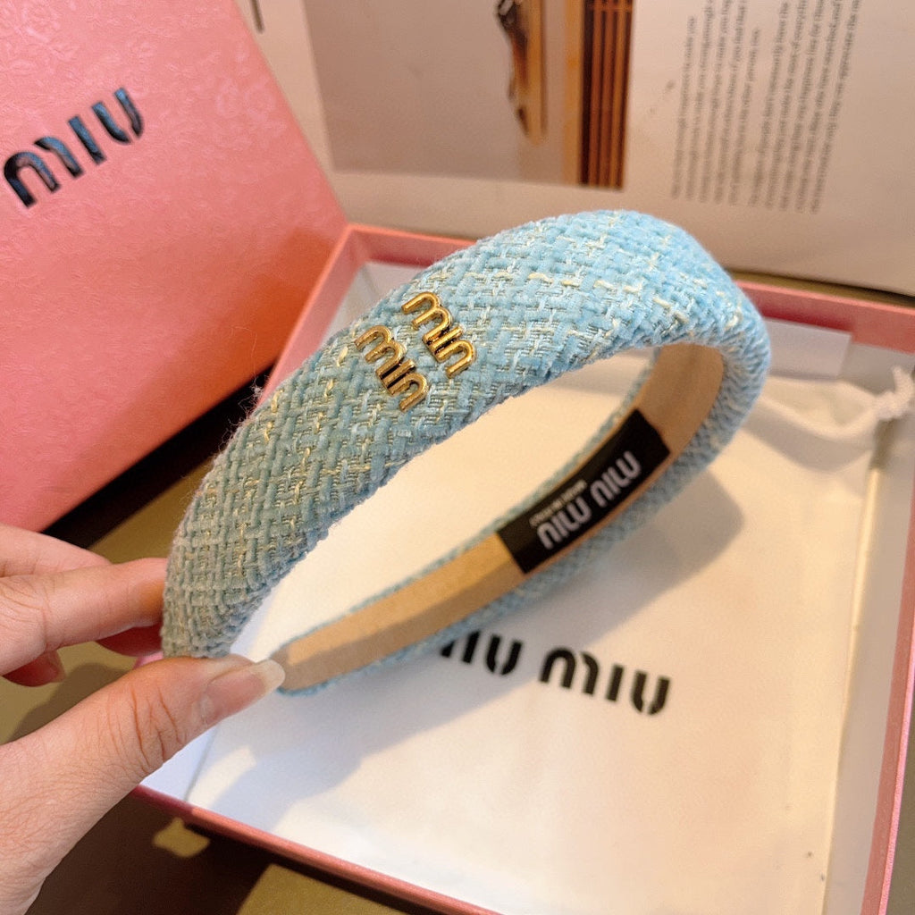 CHANEL SIMPLE HAIRBAND IN SKY BLUE TWEED 282731