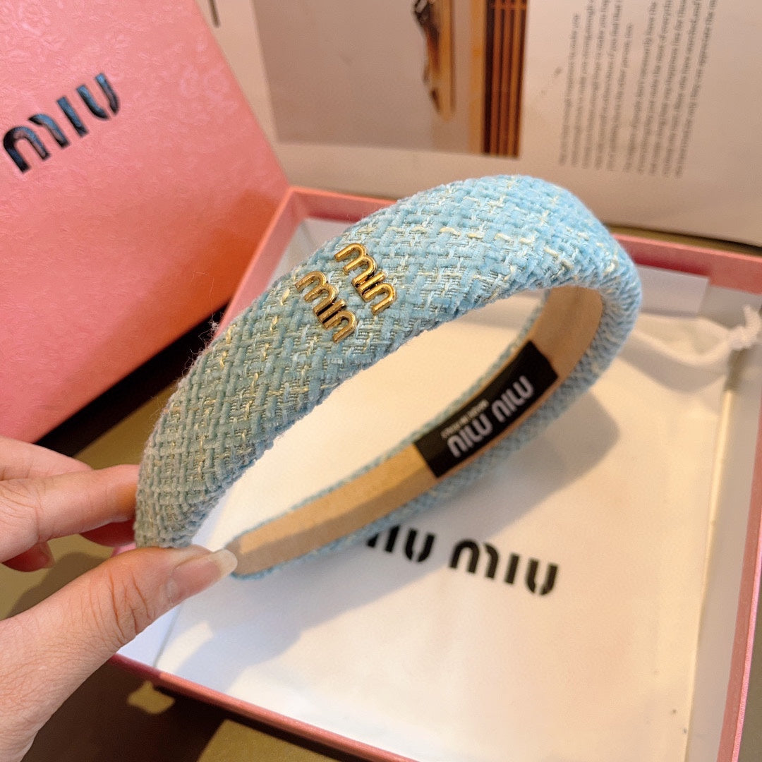 CHANEL SIMPLE HAIRBAND IN SKY BLUE TWEED 282731