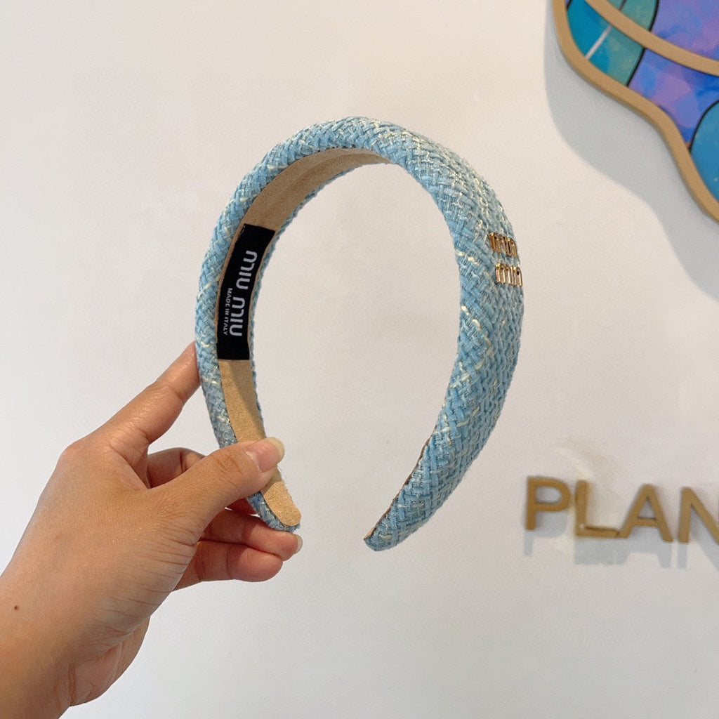 CHANEL SIMPLE HAIRBAND IN SKY BLUE TWEED 282731