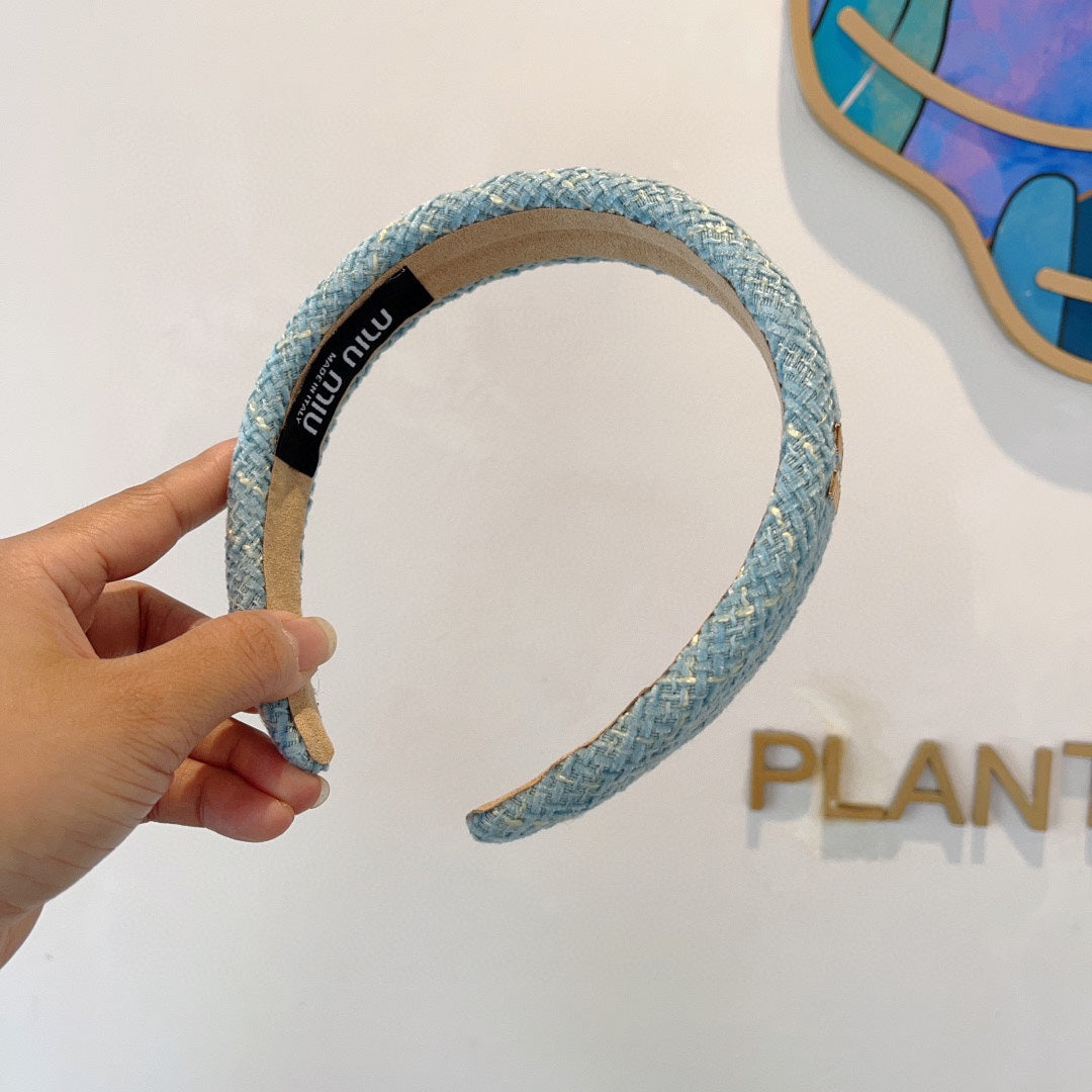 CHANEL SIMPLE HAIRBAND IN SKY BLUE TWEED 282731