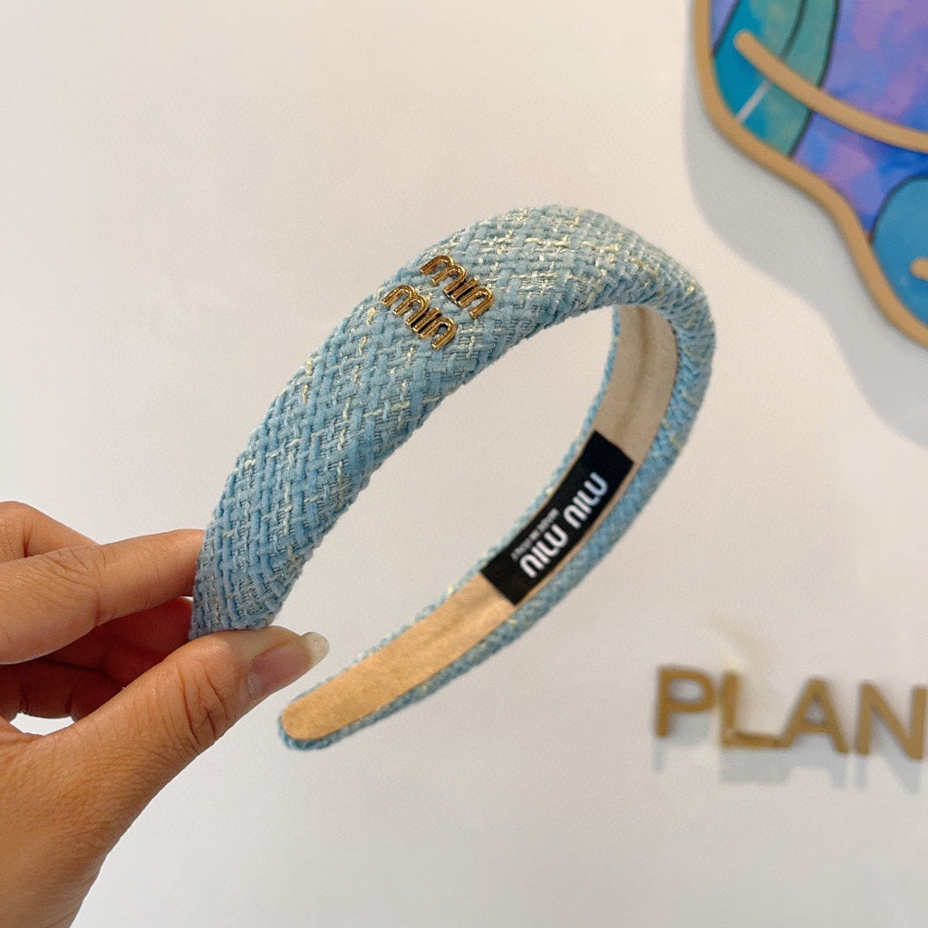 CHANEL SIMPLE HAIRBAND IN SKY BLUE TWEED 282731
