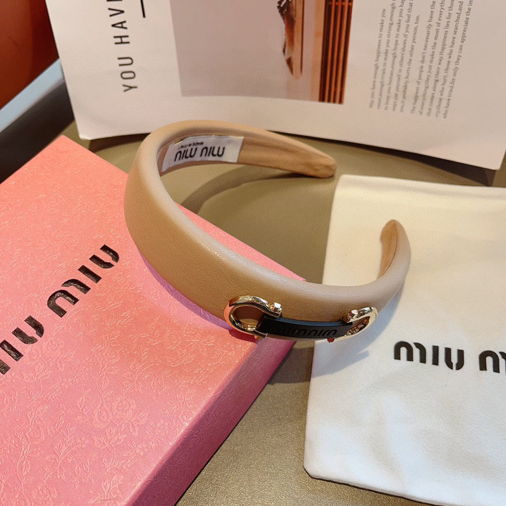 CHANEL GOLD HORSEBIT HEADBAND IN WOOD BROWN CALFSKIN 329350