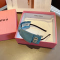 CHANEL BOW HEADBAND IN BABY BLUE DENIM 398854