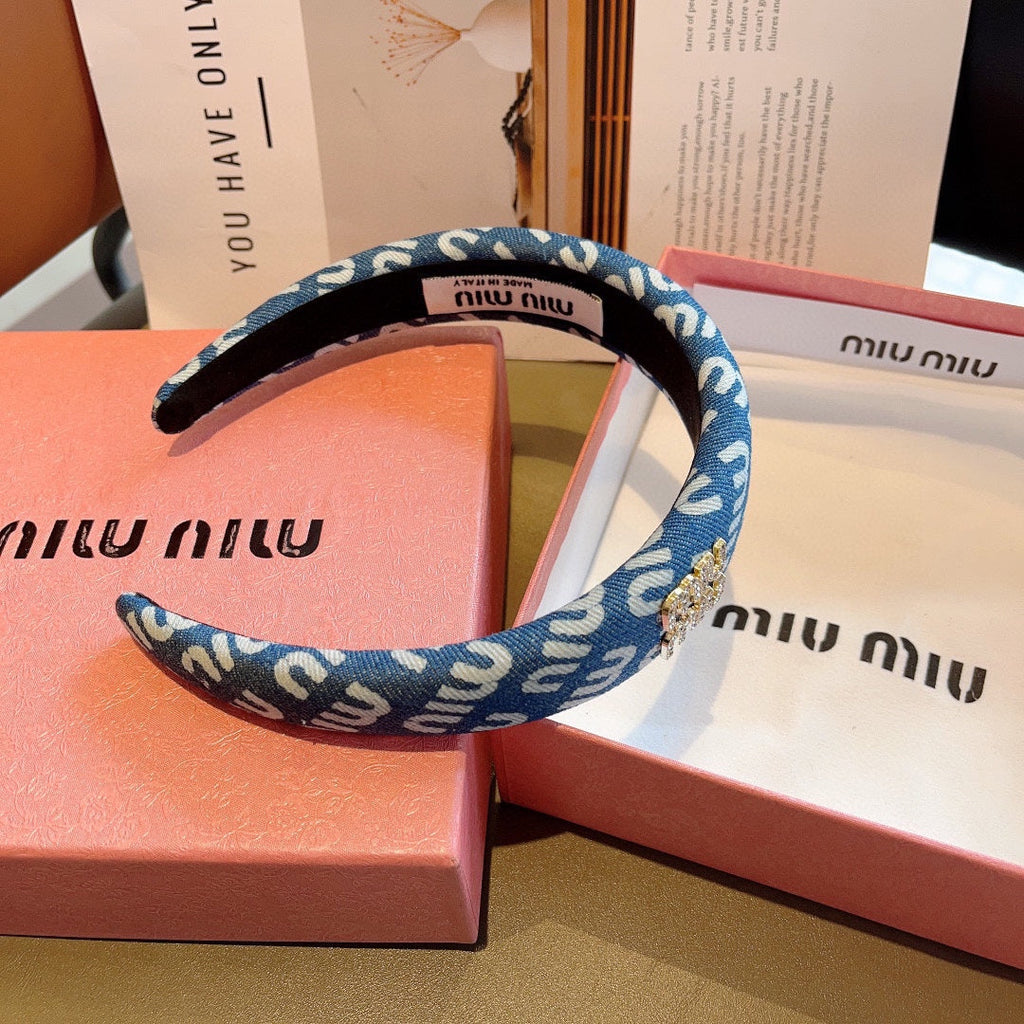 CHANEL CLASSIC BLUE HEADBAND DENIM 402880