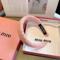 CHANEL THICK HEADBAND IN PINK TWEED EMBELLISHED SEQUINS 406045