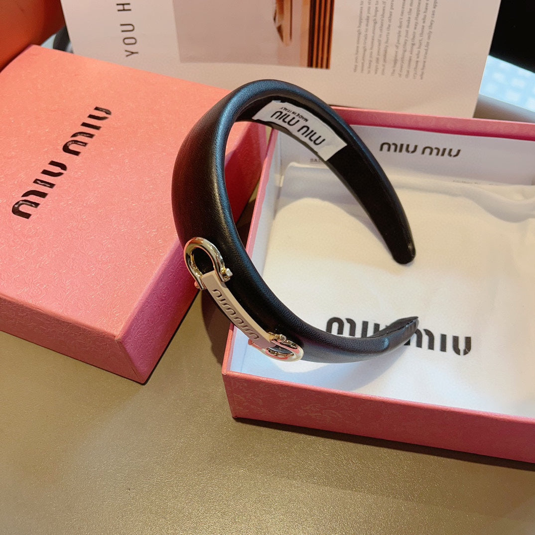 CHANEL GOLD HORSEBIT HEADBAND IN BLACK CALFSKIN 412413