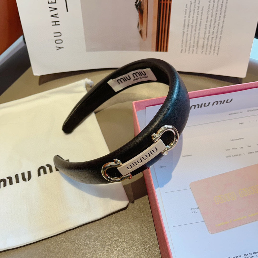 CHANEL GOLD HORSEBIT HEADBAND IN BLACK CALFSKIN 412413