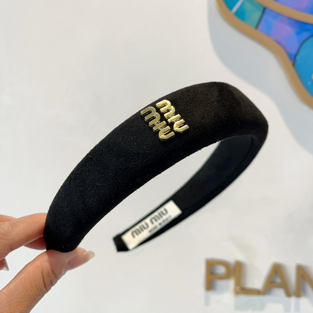 CHANEL THICK HEADBAND IN BLACK CASHMERE 412454