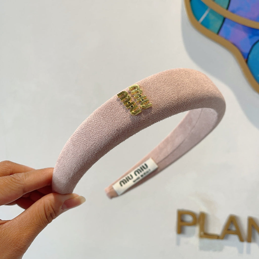 CHANEL THICK HEADBAND IN LIGHT PINK CASHMERE 412455