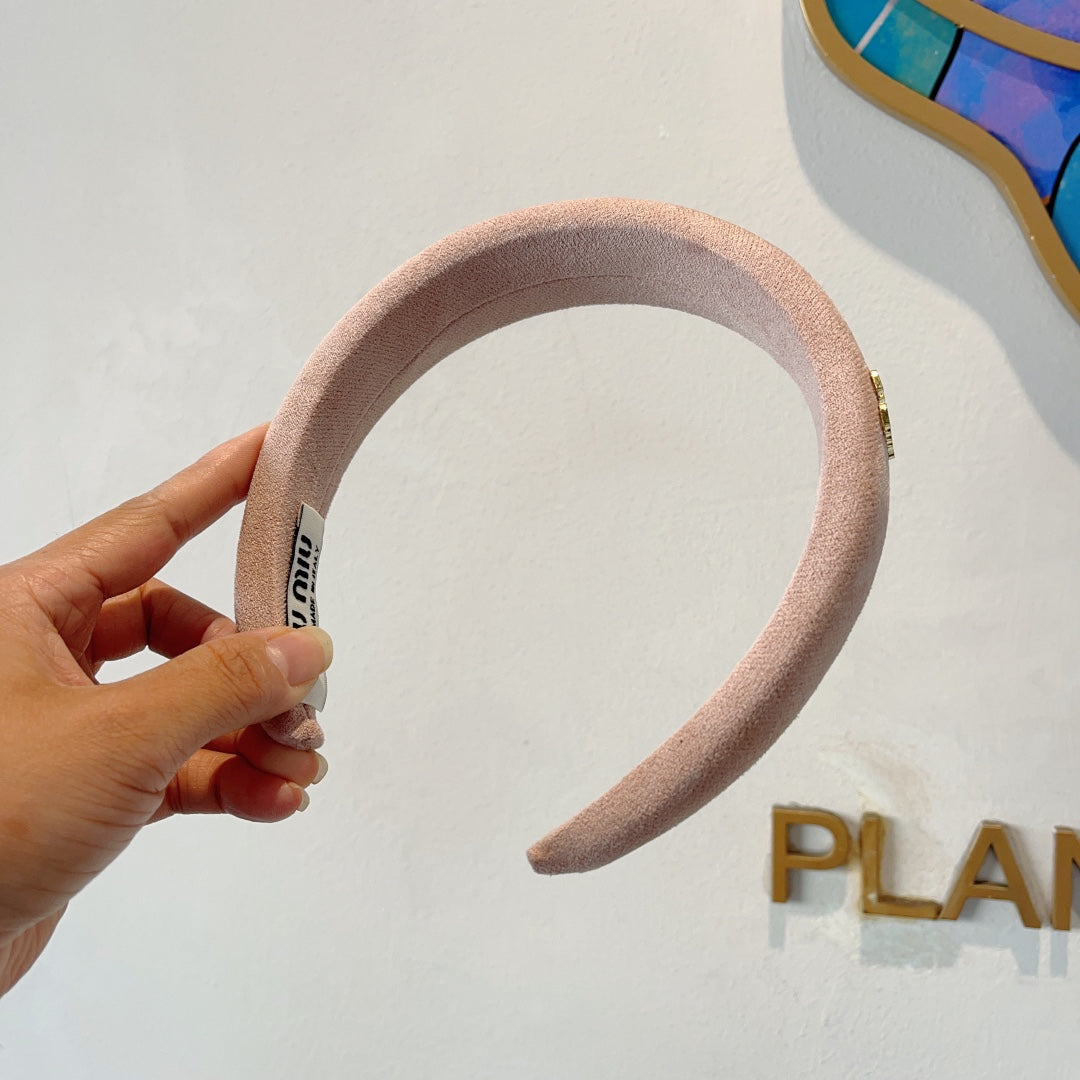 CHANEL THICK HEADBAND IN LIGHT PINK CASHMERE 412455
