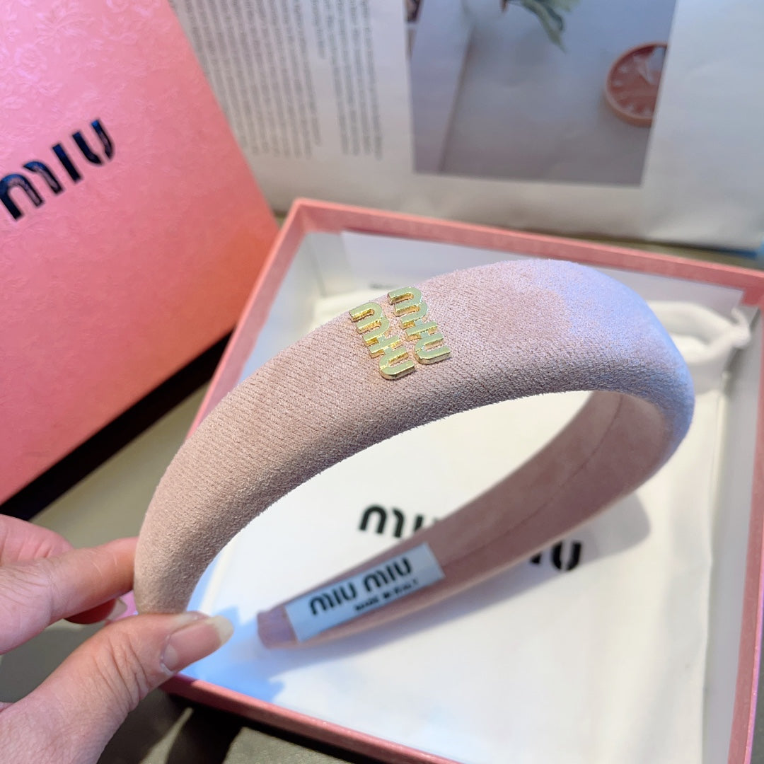 CHANEL THICK HEADBAND IN LIGHT PINK CASHMERE 412455