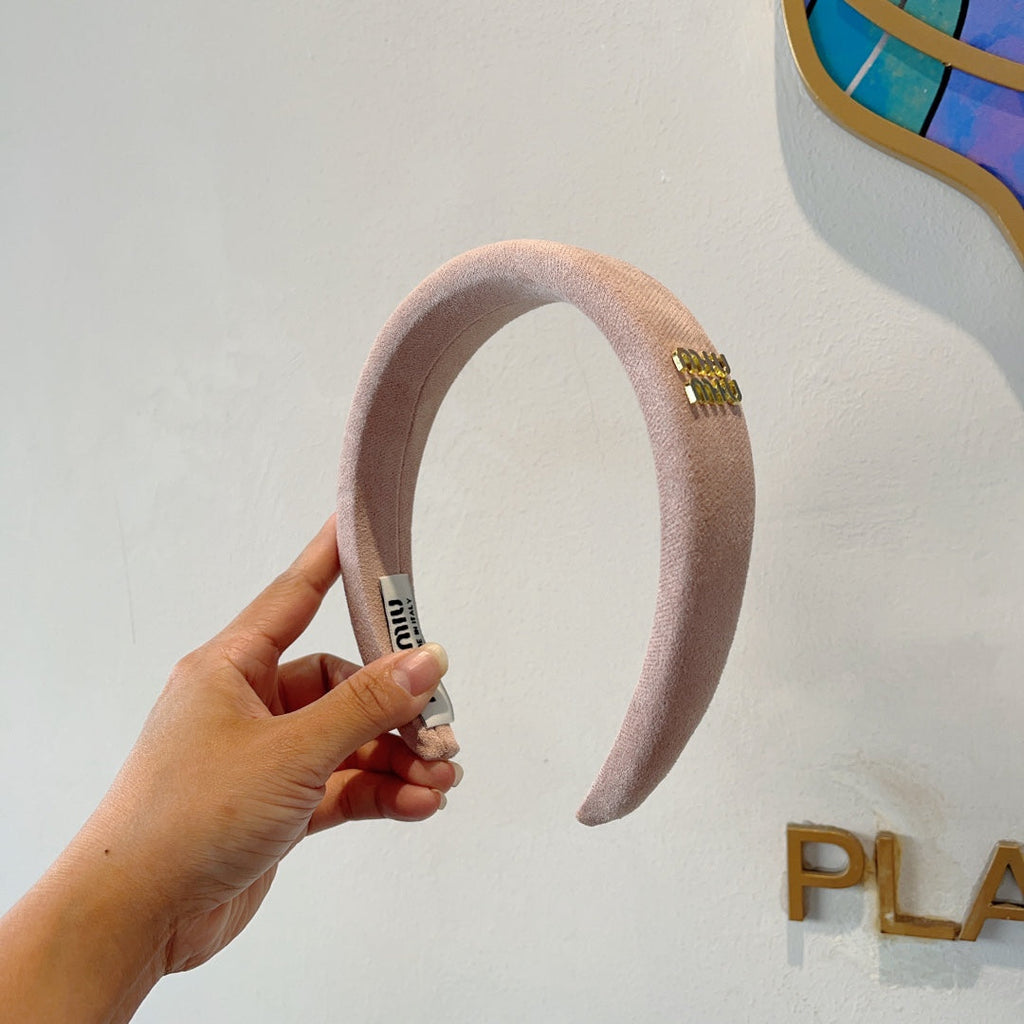 CHANEL THICK HEADBAND IN LIGHT PINK CASHMERE 412455