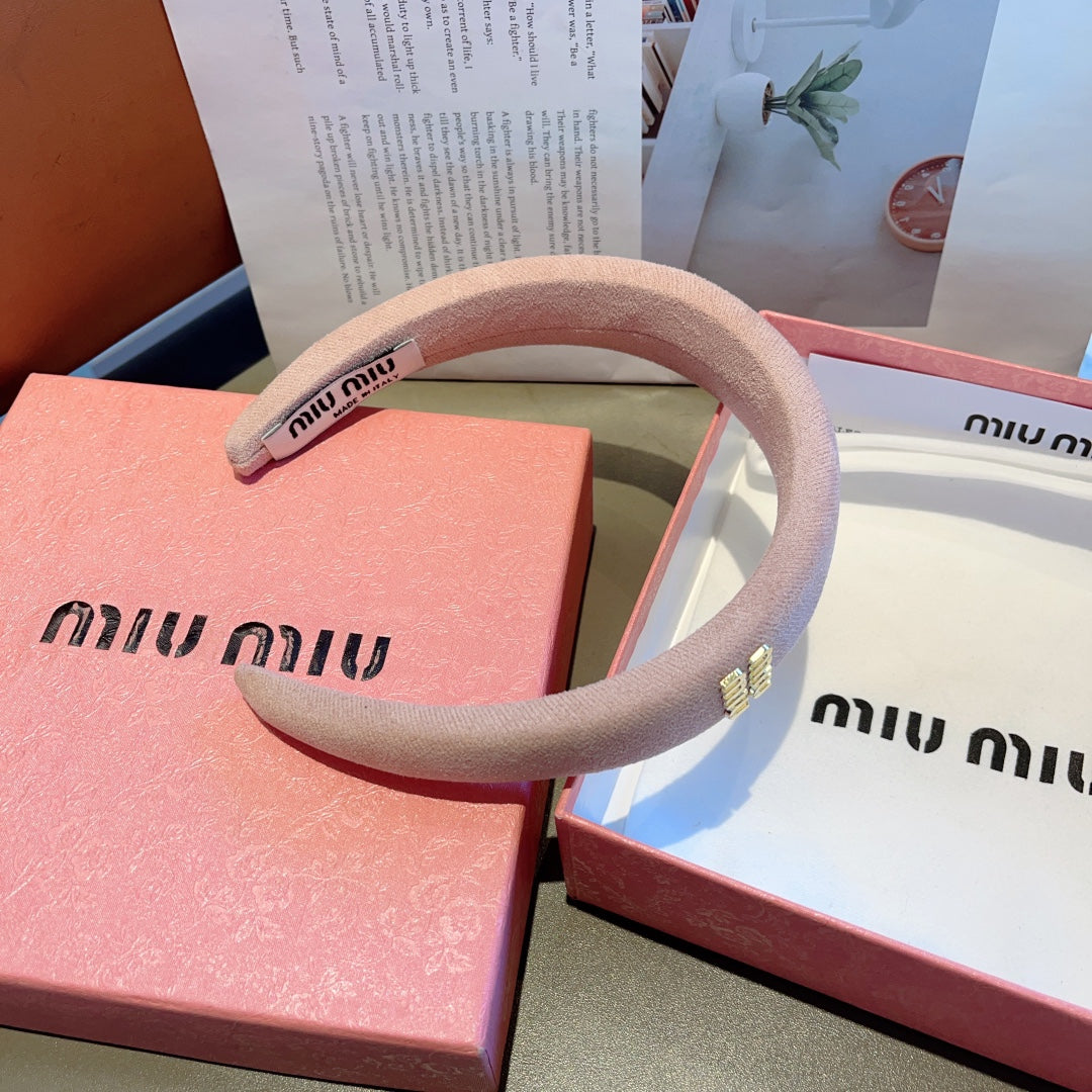 CHANEL THICK HEADBAND IN LIGHT PINK CASHMERE 412455