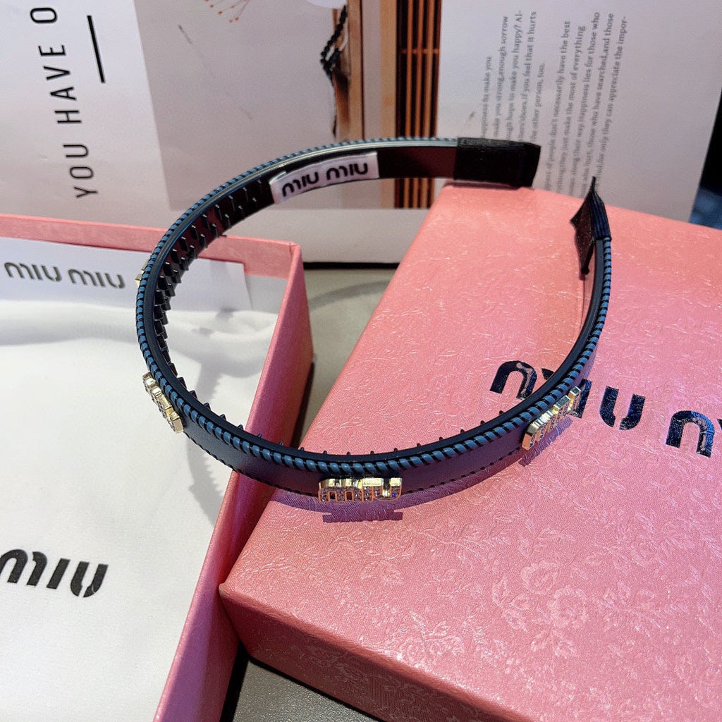 CHANEL HEAD BAND IN USAFA BLUE LAMBSKIN AND RESIN 417295