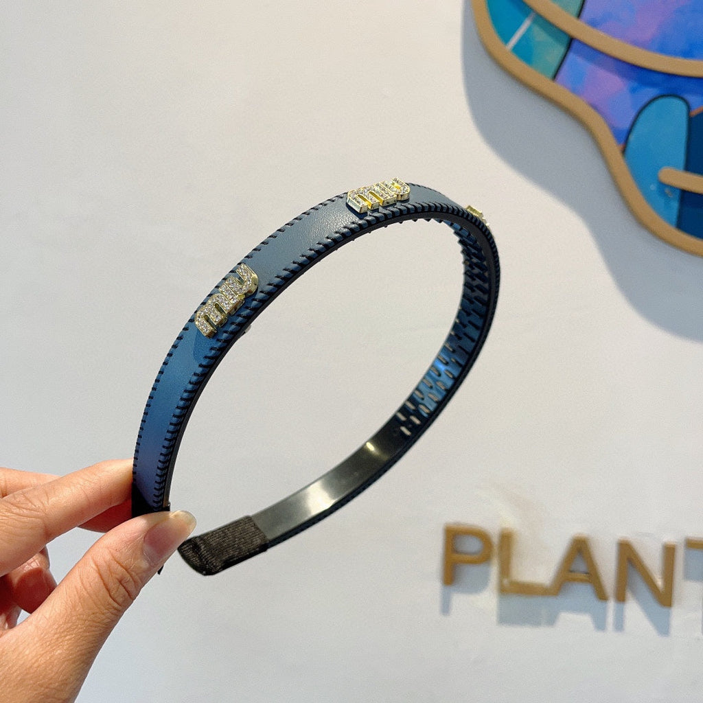 CHANEL HEAD BAND IN USAFA BLUE LAMBSKIN AND RESIN 417295