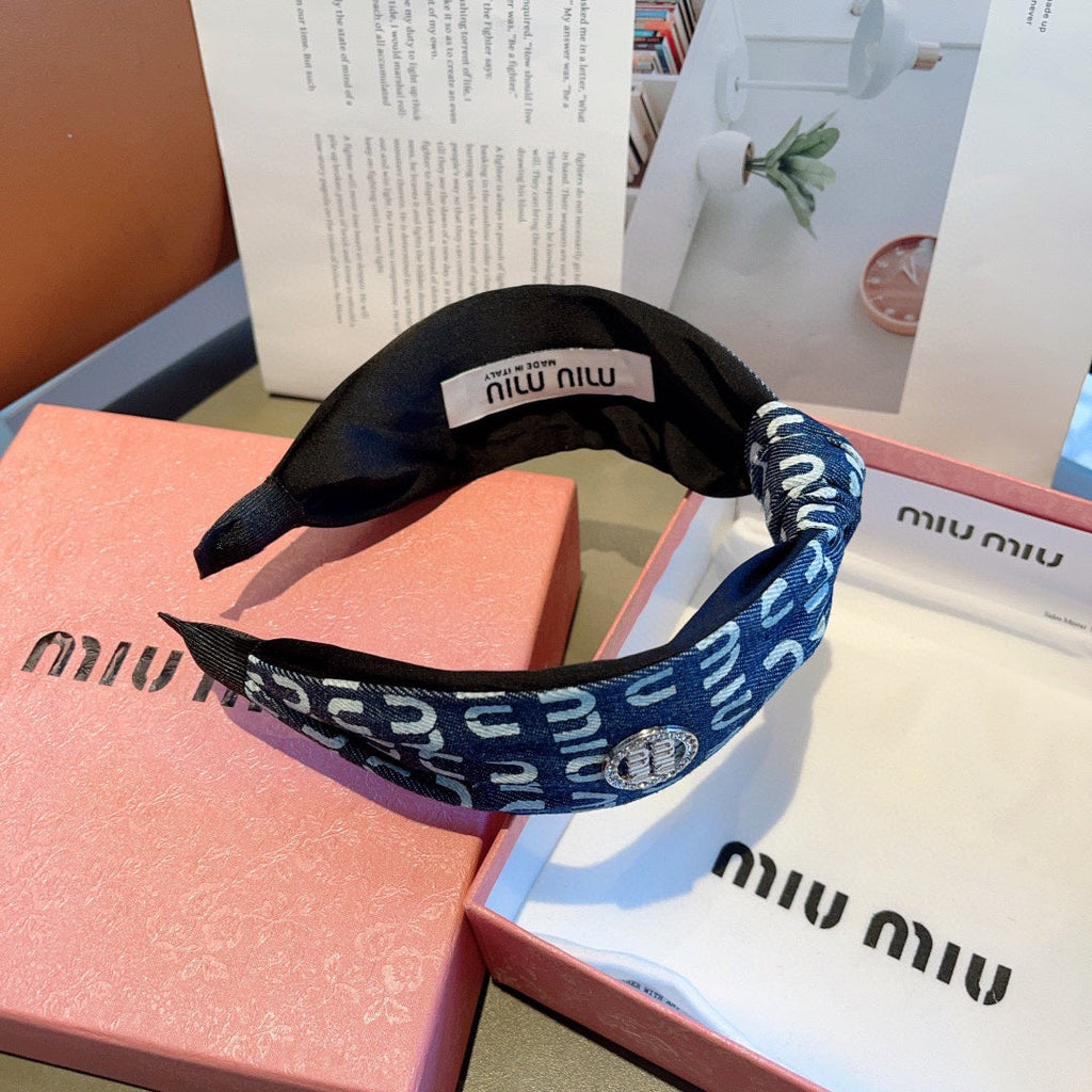 CHANEL HEADBAND IN PRUSSIAN BLUE DENIM 432756