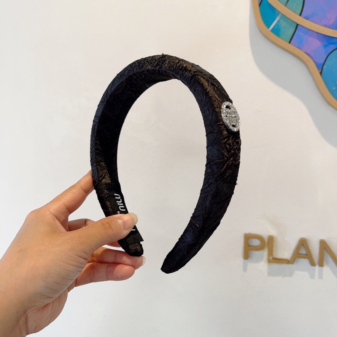 CHANEL THICK HEADBAND IN BLACK FABRIC 432779
