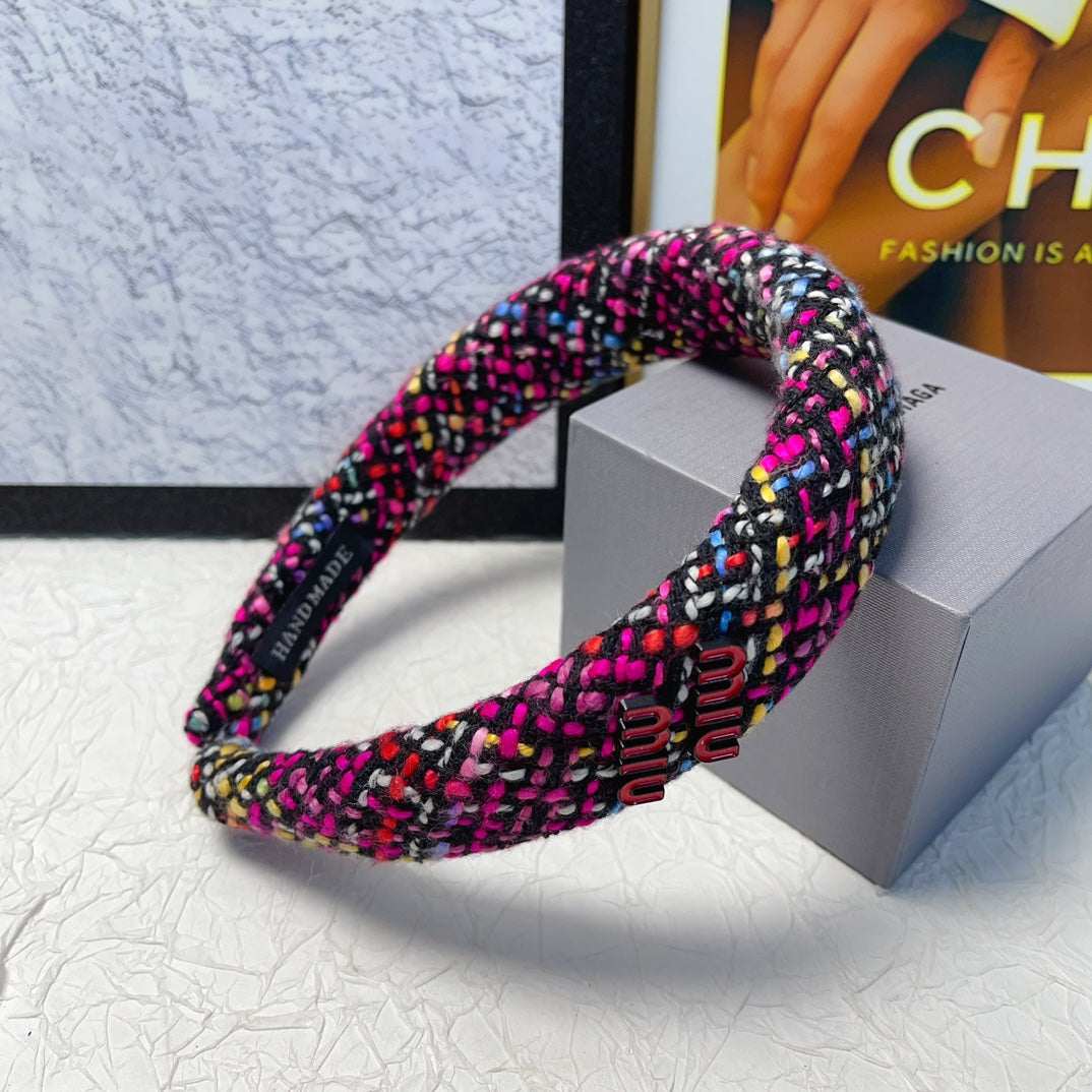 CHANEL TWEED HEADBAND COLORFUL 161836