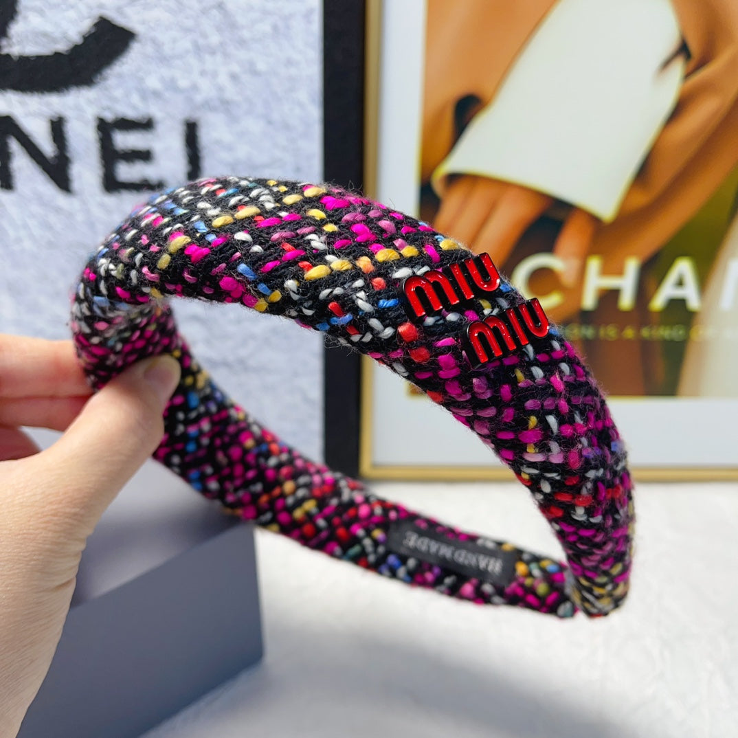 CHANEL TWEED HEADBAND COLORFUL 161836