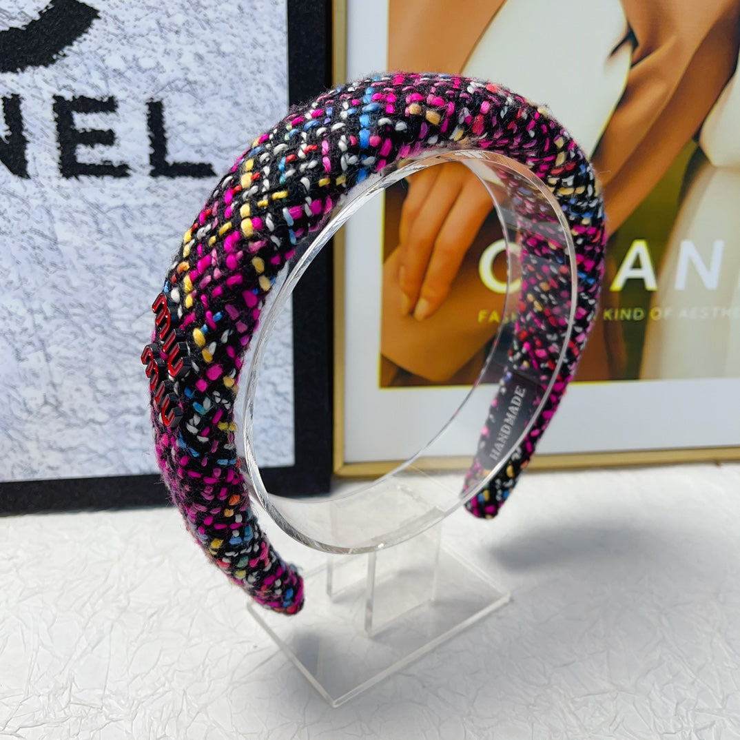 CHANEL TWEED HEADBAND COLORFUL 161836