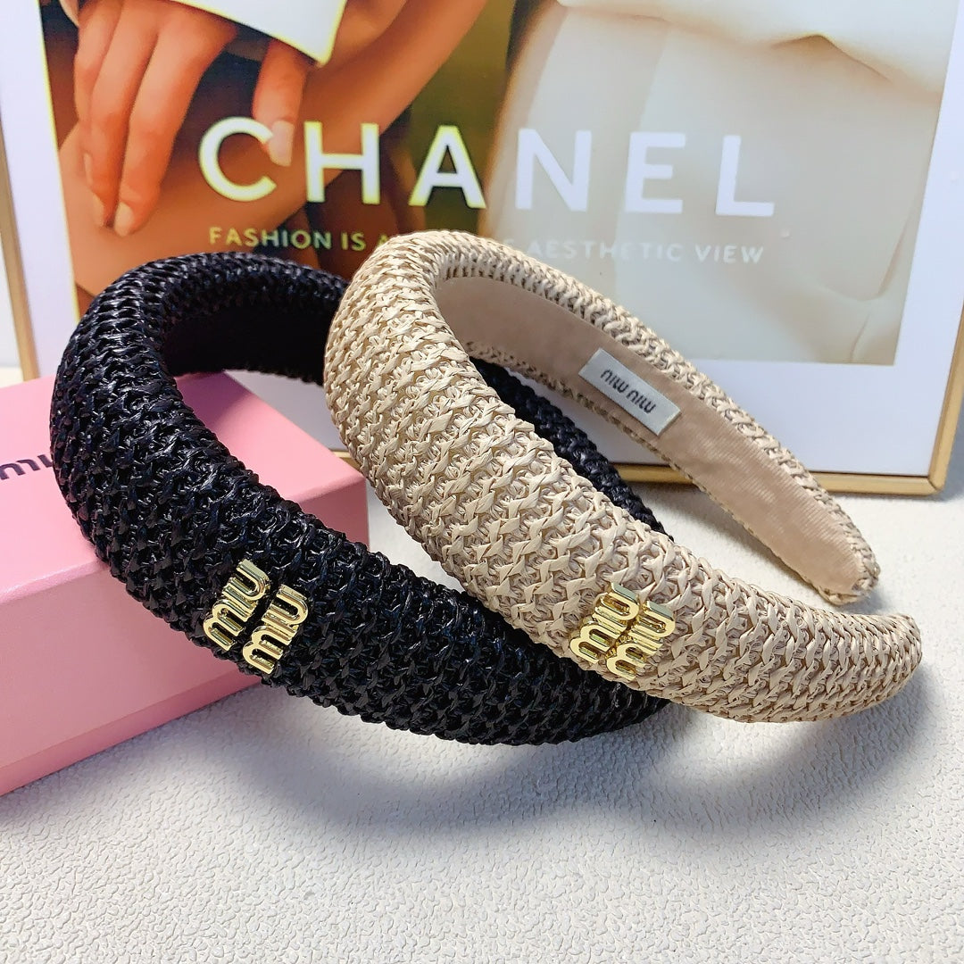 CHANEL HEADBAND IN BEIGE RAFFIA 241189