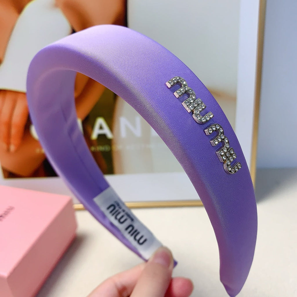 CHANEL THICK HEADBAND IN PURPLE SILK 241199