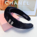CHANEL HEAD BAND IN BLACK RABBIT FUR